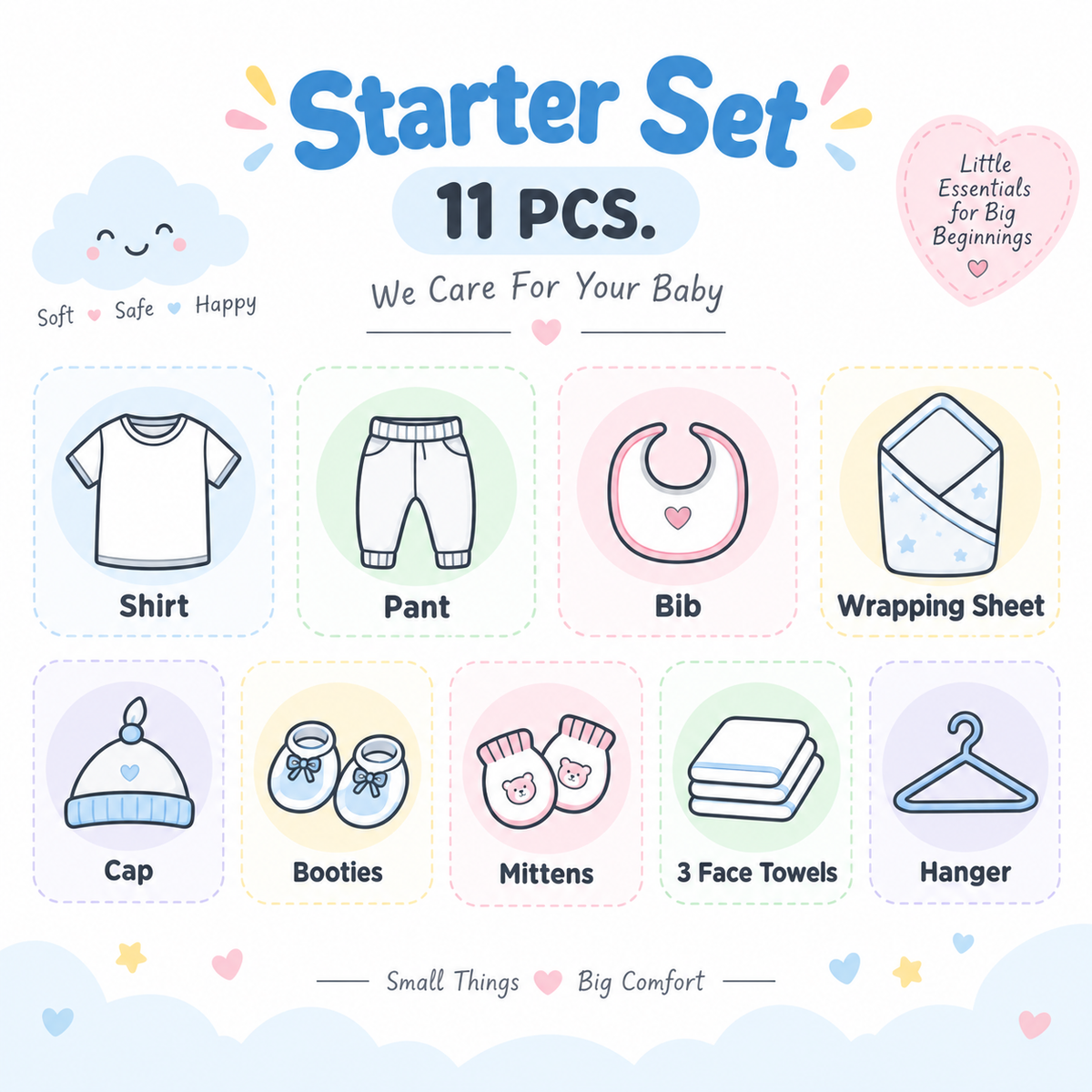 Safari Friends 11-Piece Newborn Baby Starter Set