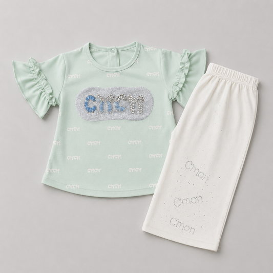 Mint Charm Girls Capri Casual Set