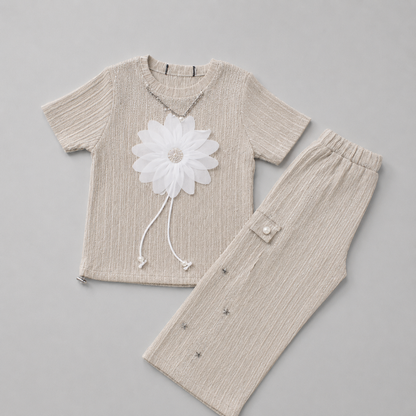 Elegant Blossom Girls Trouser Set