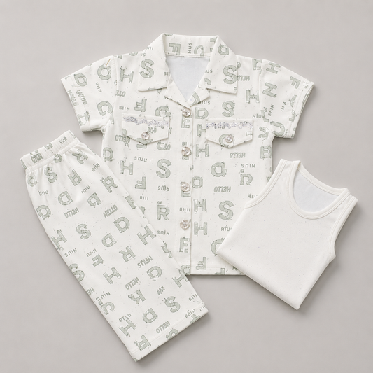 Elegant Girls Printed 3-Piece Summer Set