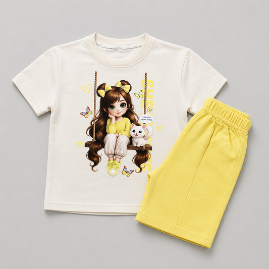 Cute Sunshine Girl Casual Co-Ord Set