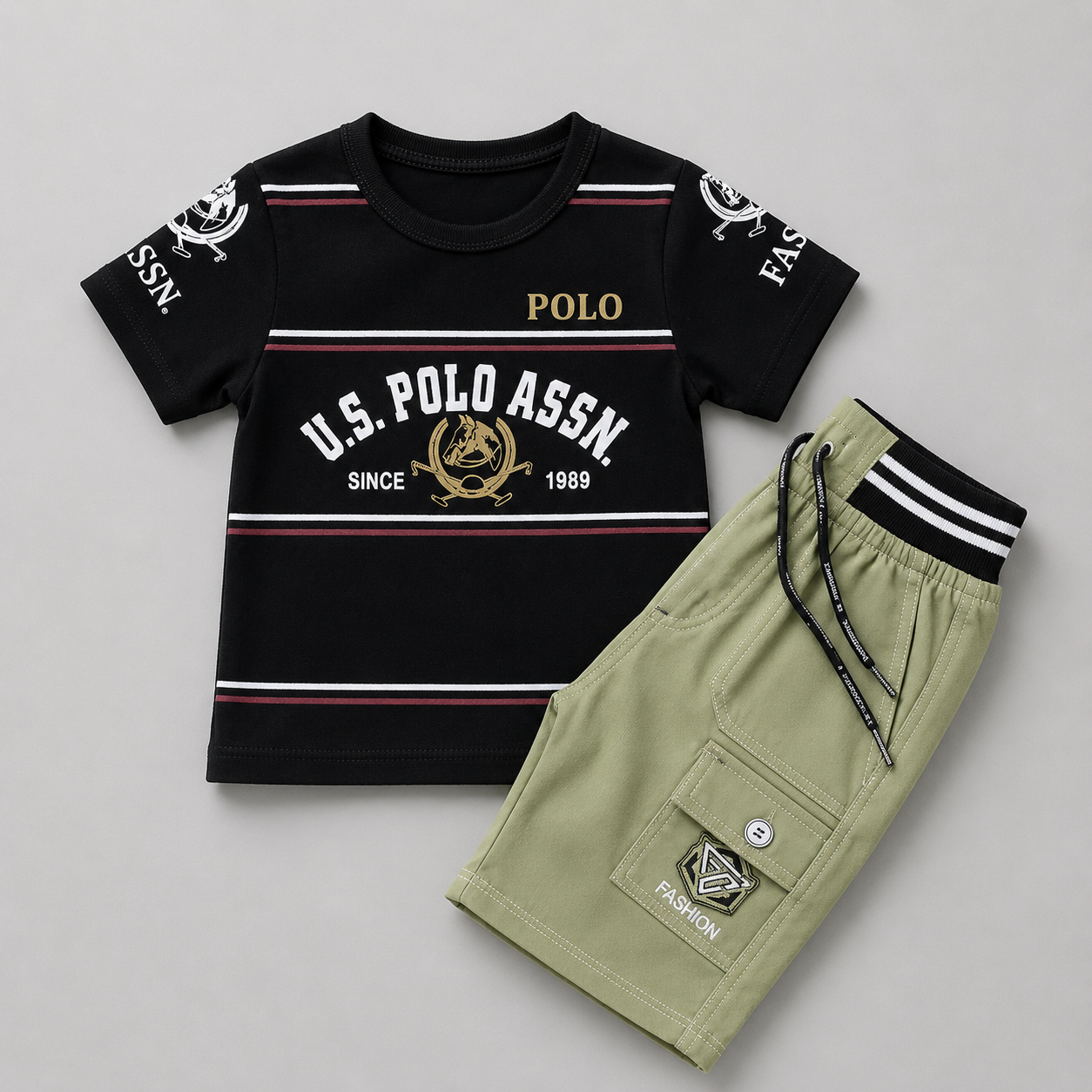 Classic Polo Boys Cargo Shorts Set