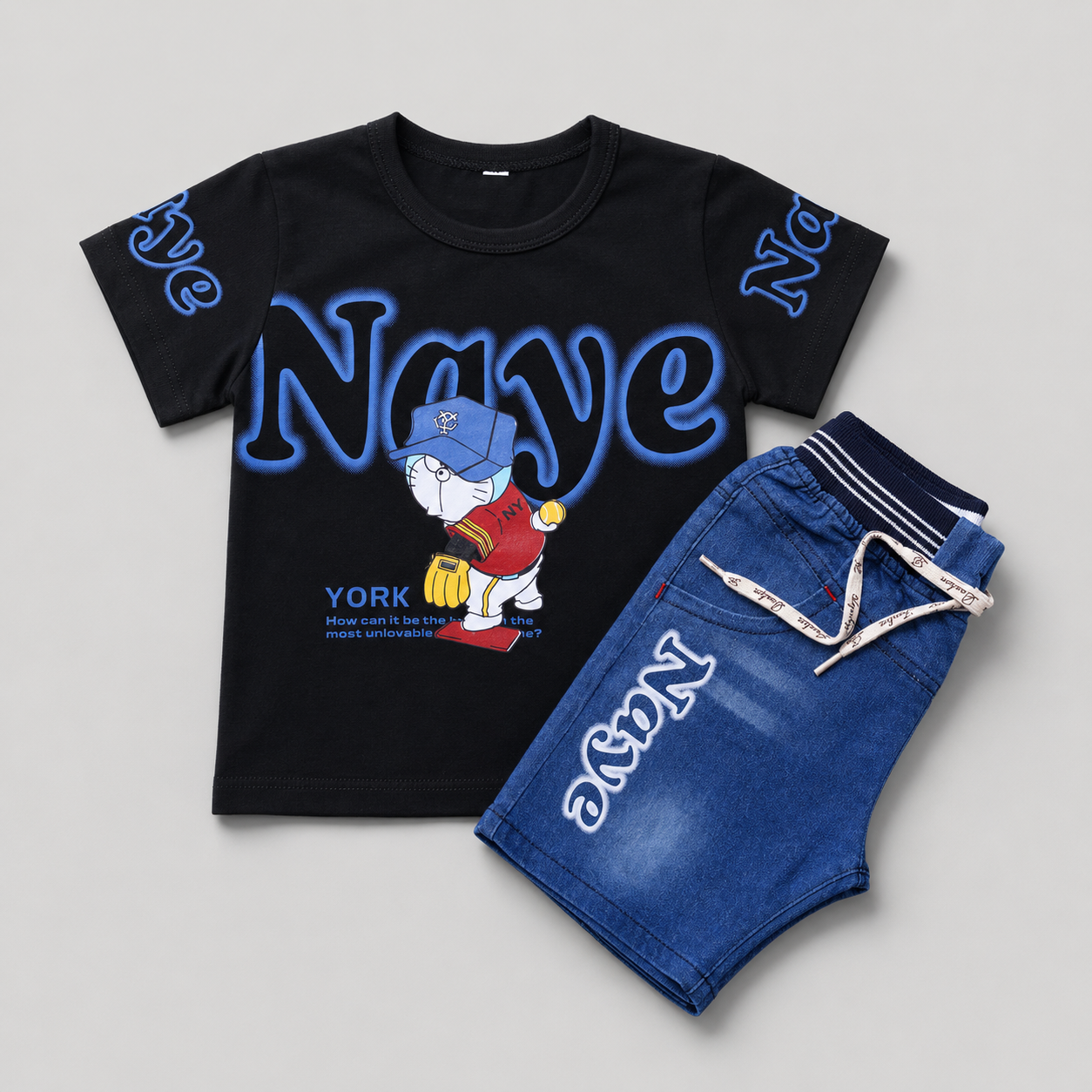 Naye Cartoon Denim Summer Outfit Set