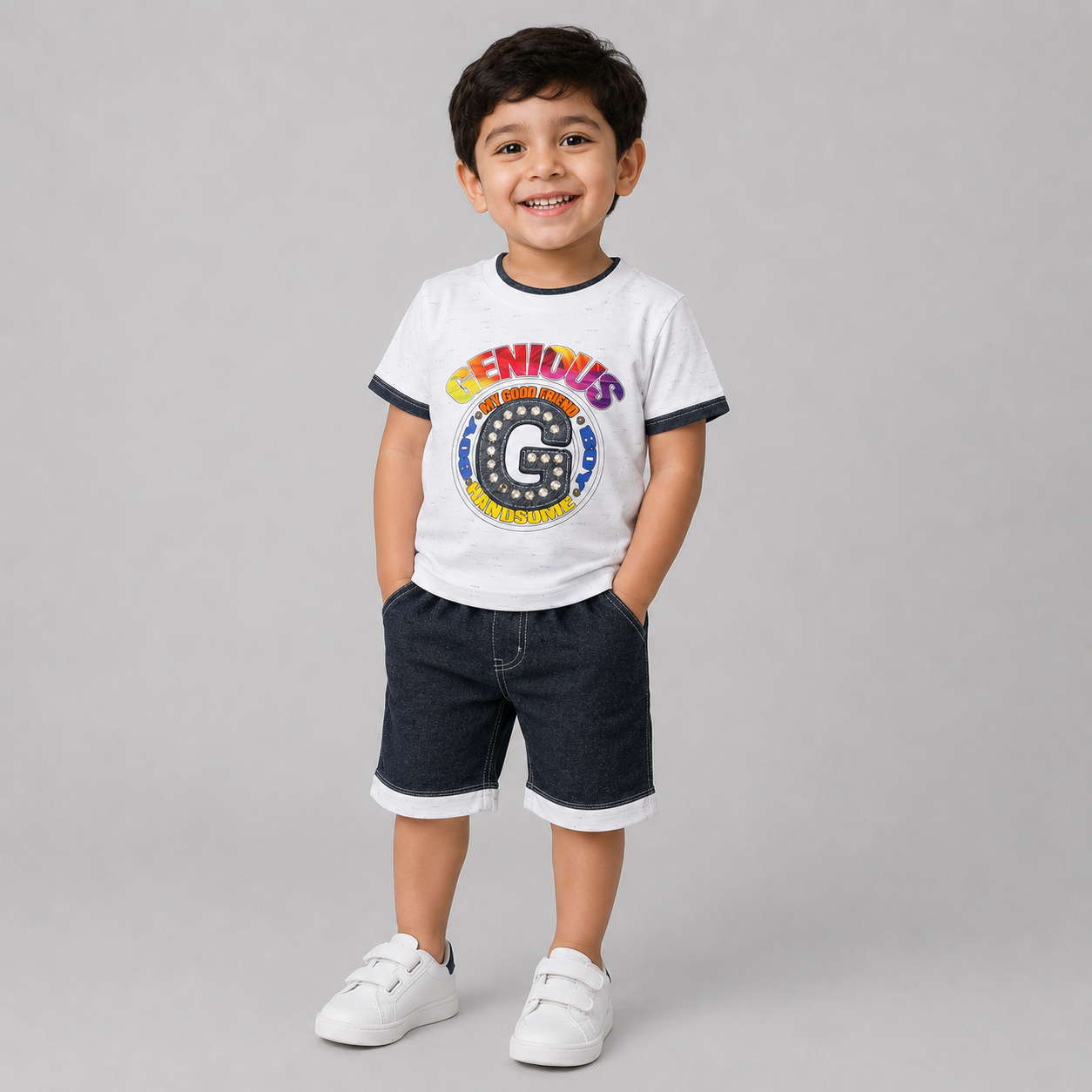 Genius Graphic Denim Shorts Summer Set