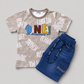 One Embroidered Denim Casual Kids Set