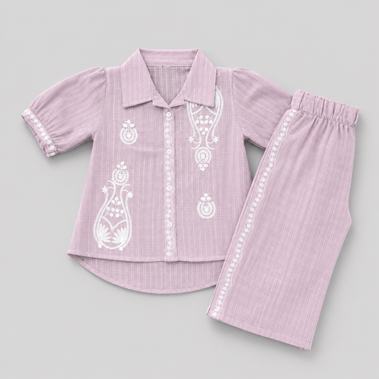 Elegant Embroidered Girls Co-Ord Set