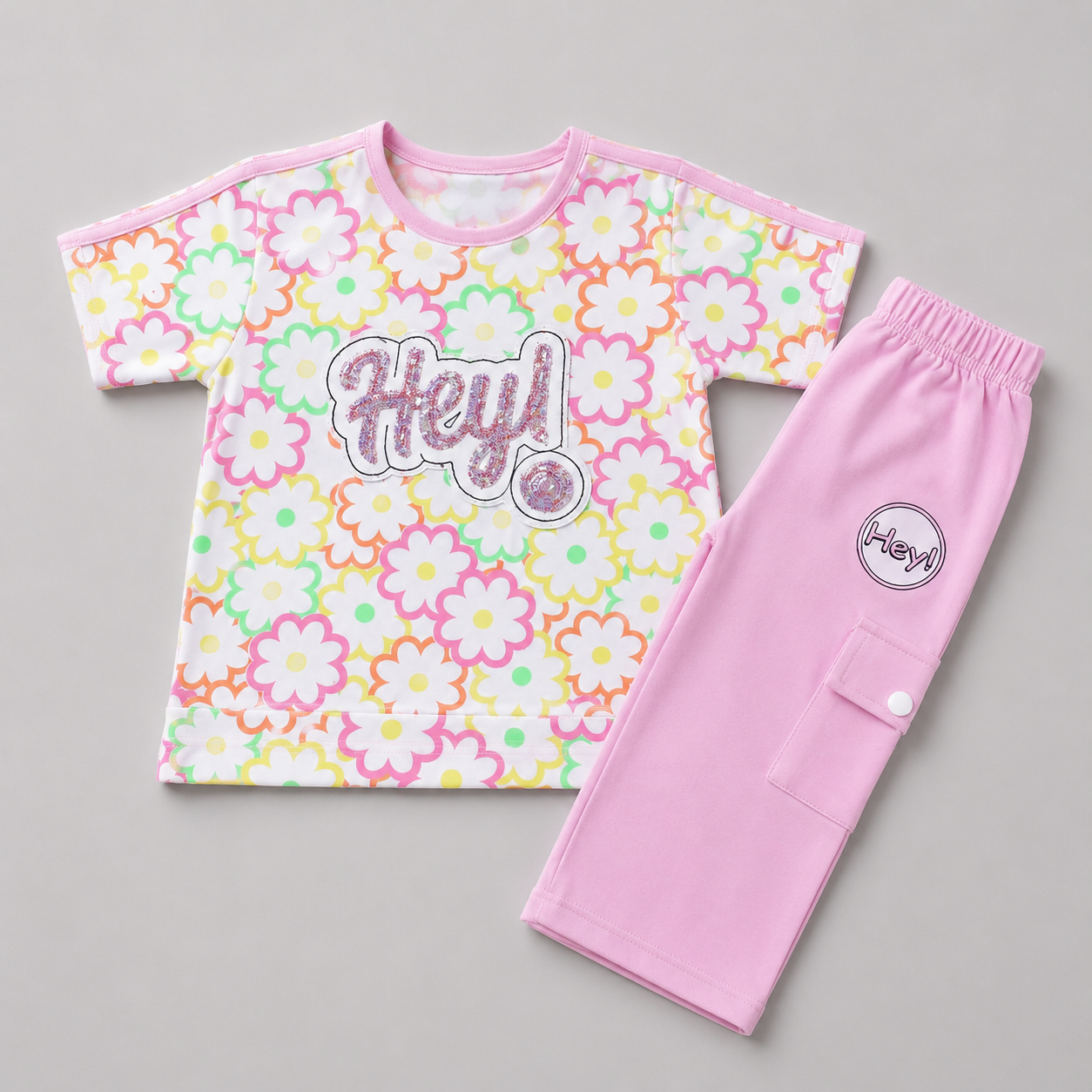 Pastel Floral Cargo Capri Summer Set