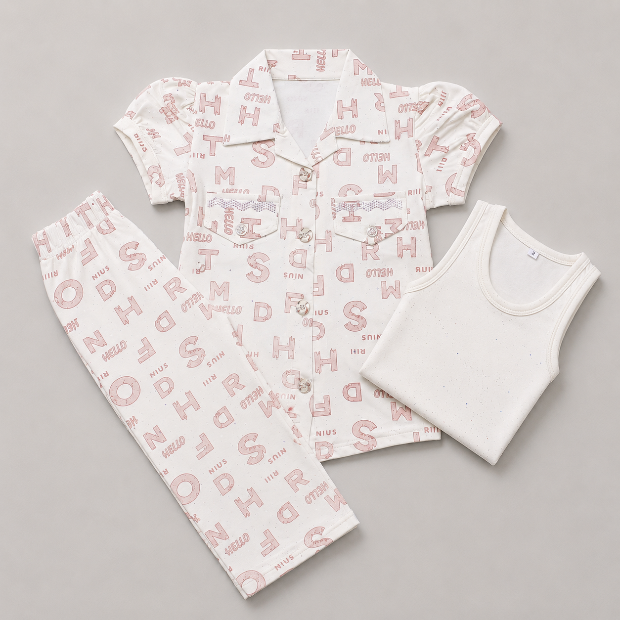 Elegant Girls Printed 3-Piece Summer Set
