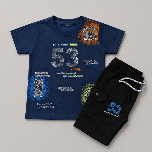Sporty Street Boys Cargo Shorts Set