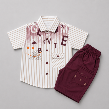 Smart Striped Boys Shirt & Shorts Co-Ord Set