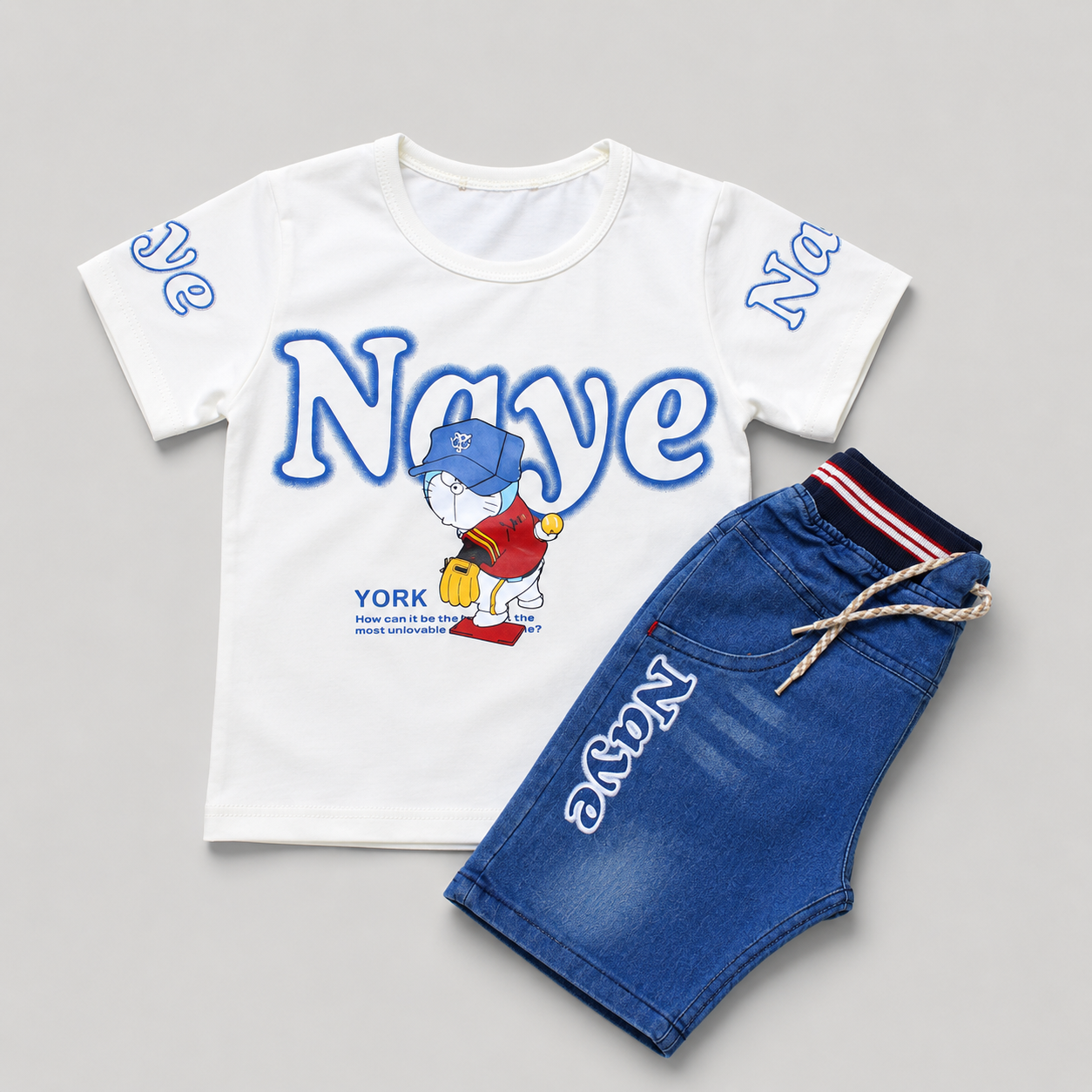 Naye Cartoon Denim Summer Outfit Set