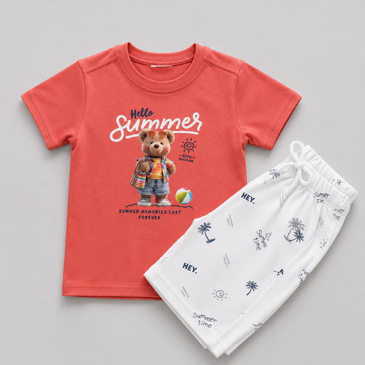 Hello Summer Bear Boys Co-Ord Set