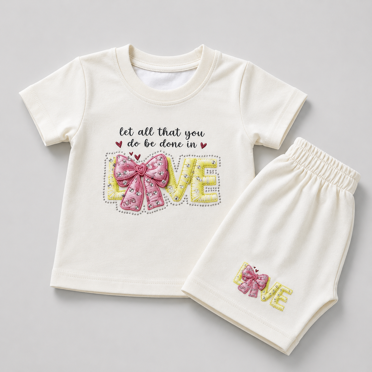 Sweet LOVE Printed Girls Co-Ord Set