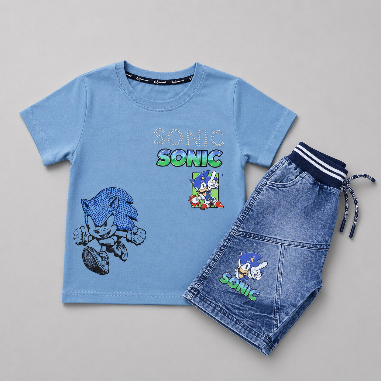 Sonic Boys T-Shirt & Denim Shorts Summer Set