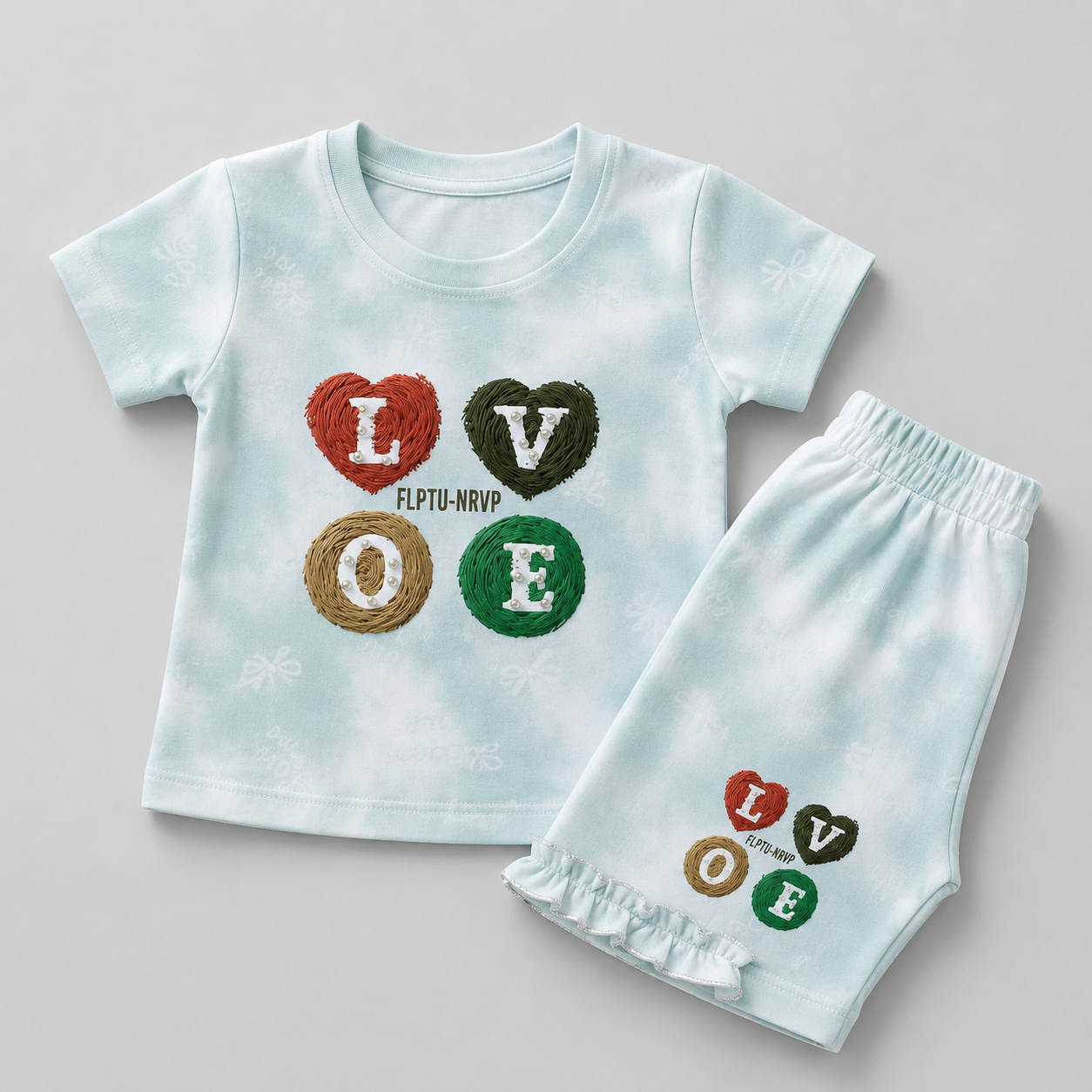 Cute LOVE Printed Girls Co-Ord Set