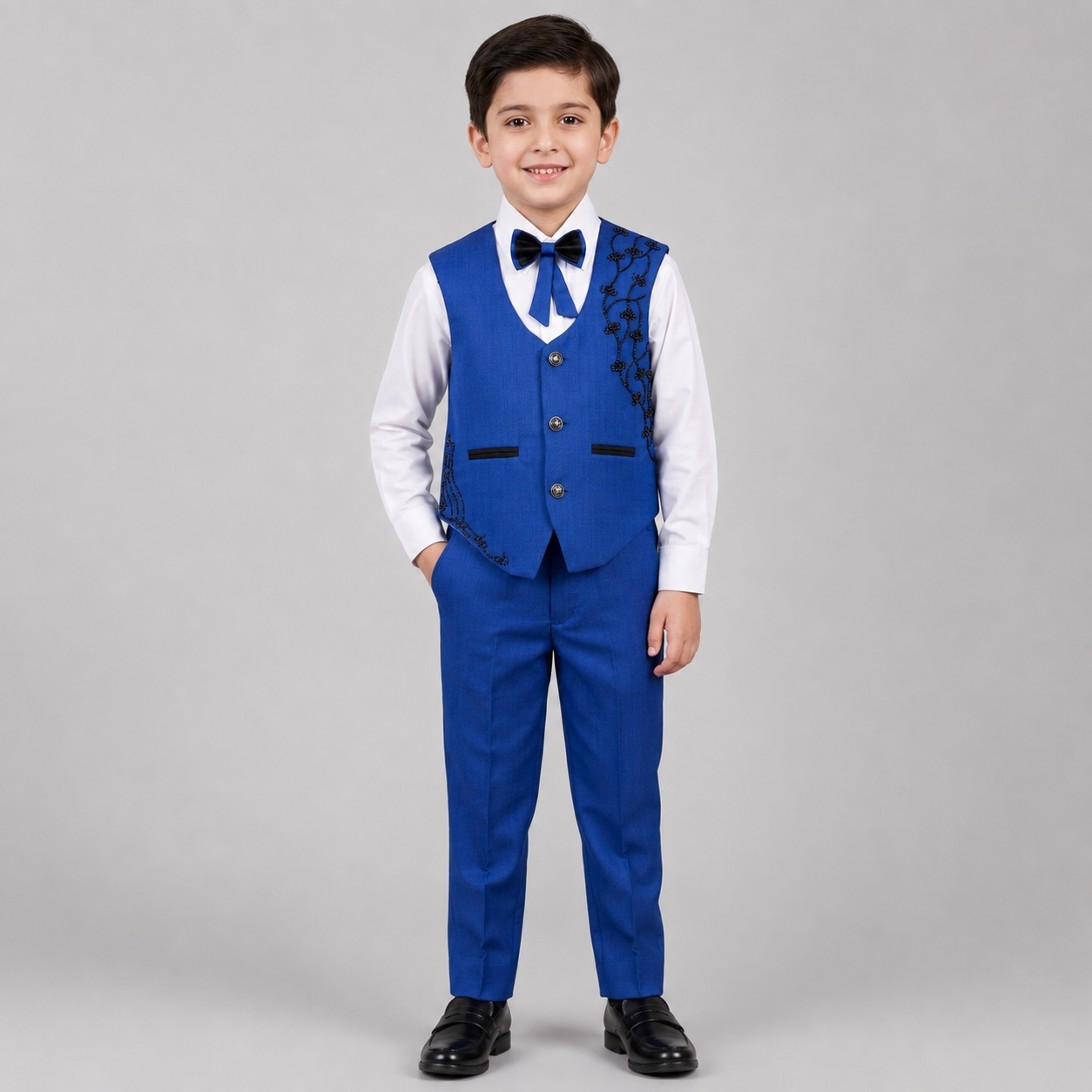 Boys Embroidered Waistcoat Formal Suit Set 7795