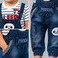 Panda Denim Dungaree Baba Outfit Set