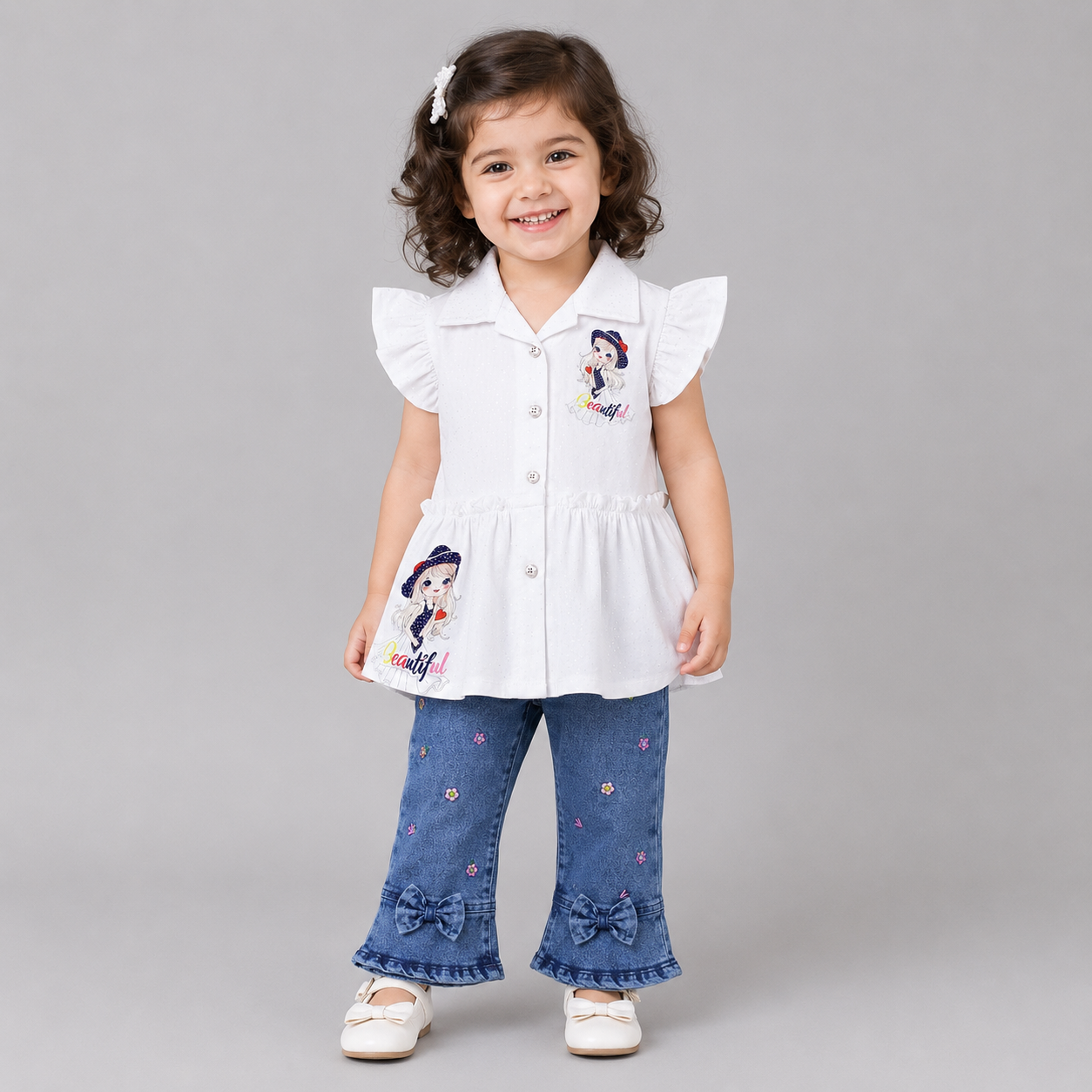 Elegant Beautiful Denim Girls Co-Ord Set