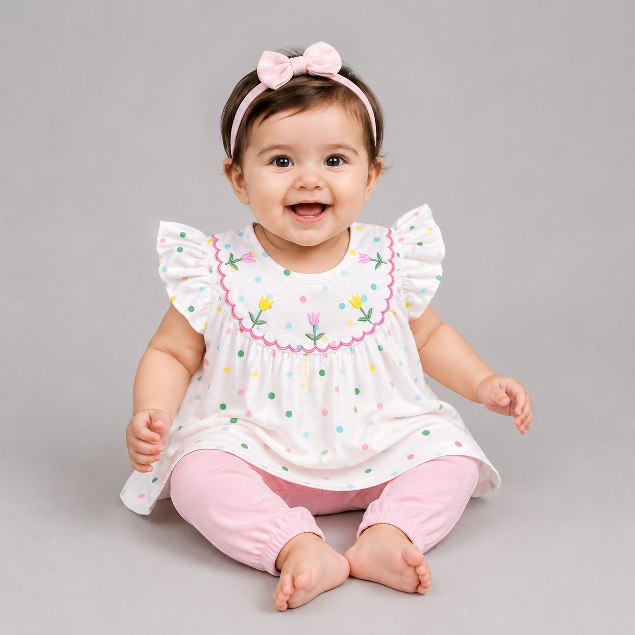 Pastel Polka Dot Girls Summer Set