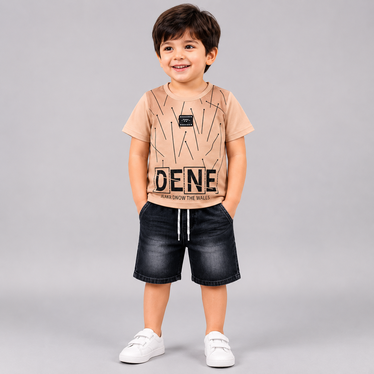 Double Shaded Denim Boys Graphic Co-Ord Set