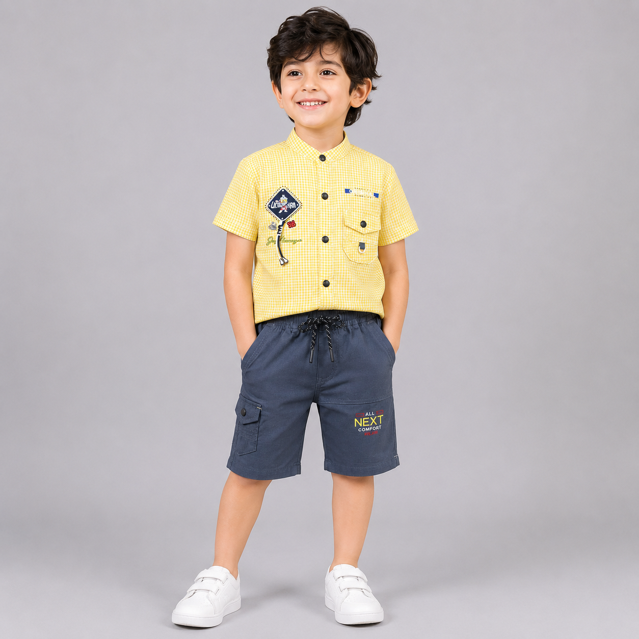Classic Checkered Boys Summer Outfit Set