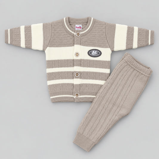 Premium Striped Knitted Baby Winter 2-Piece Set