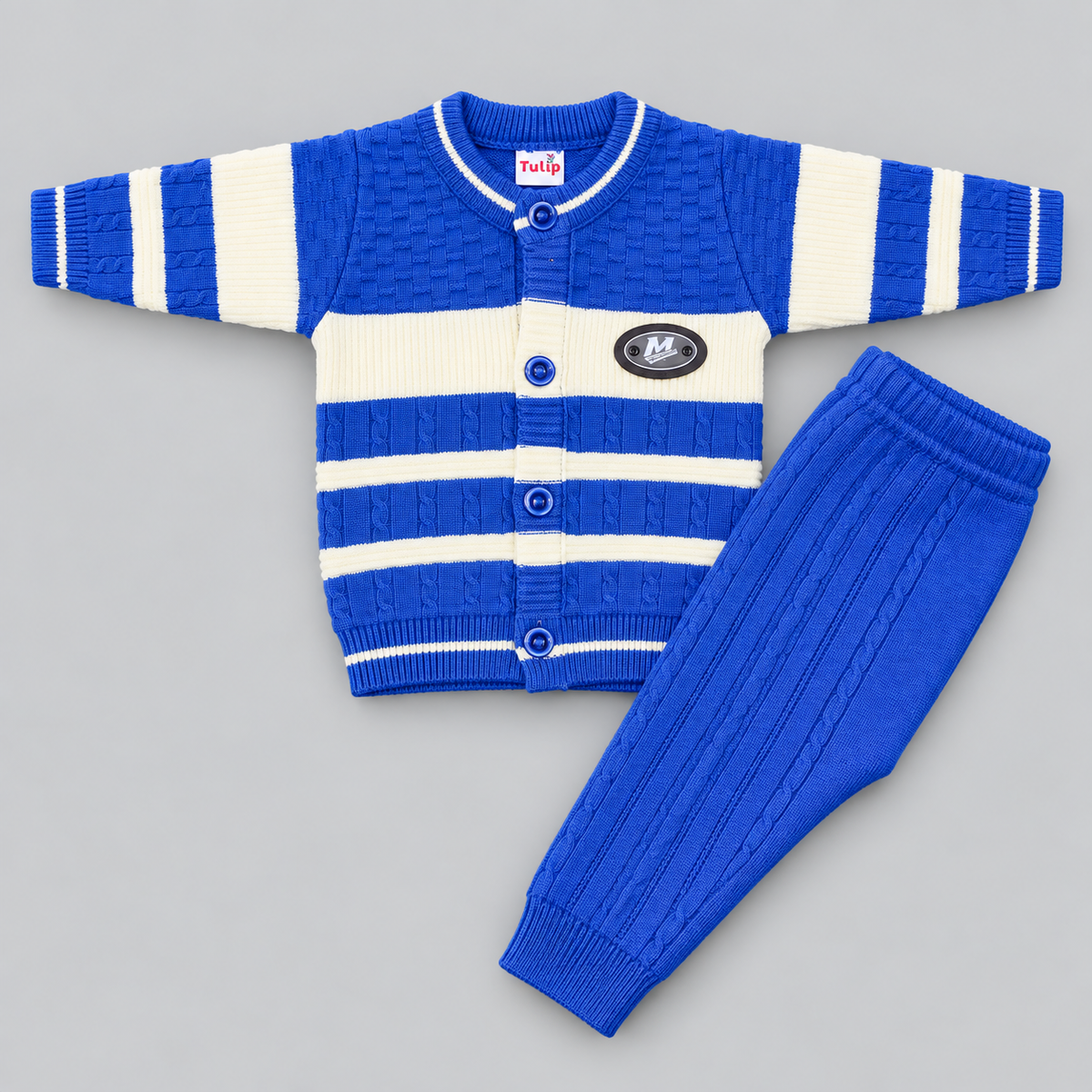 Premium Striped Knitted Baby Winter 2-Piece Set